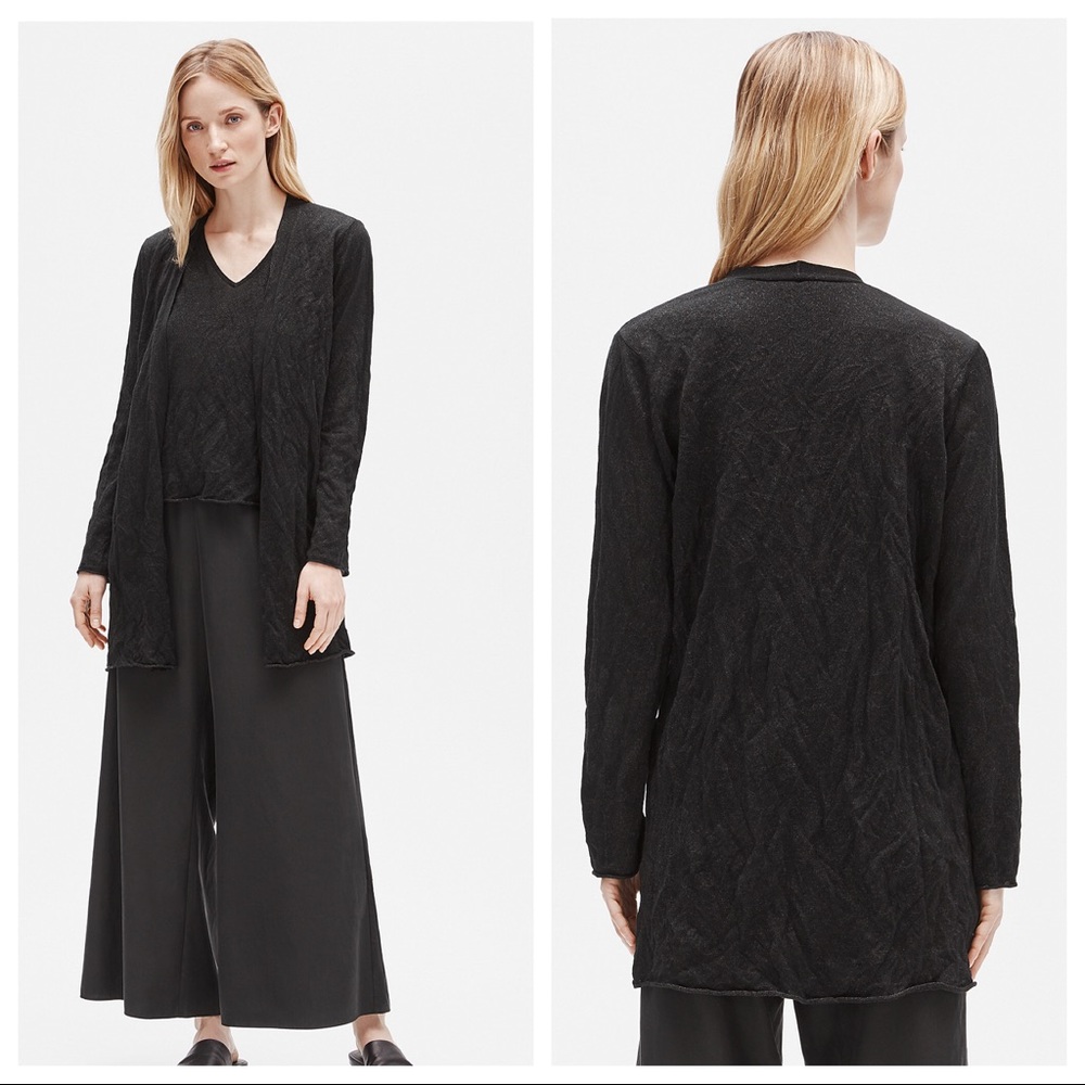Eileen Fisher Lyocell Metal Long Cardigan EUC